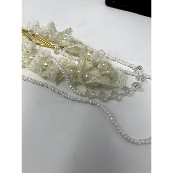 Vintage Lace, Crystal & Pearl Long Layered Necklace ~Wedding ~Victorian - Picture 9 of 10